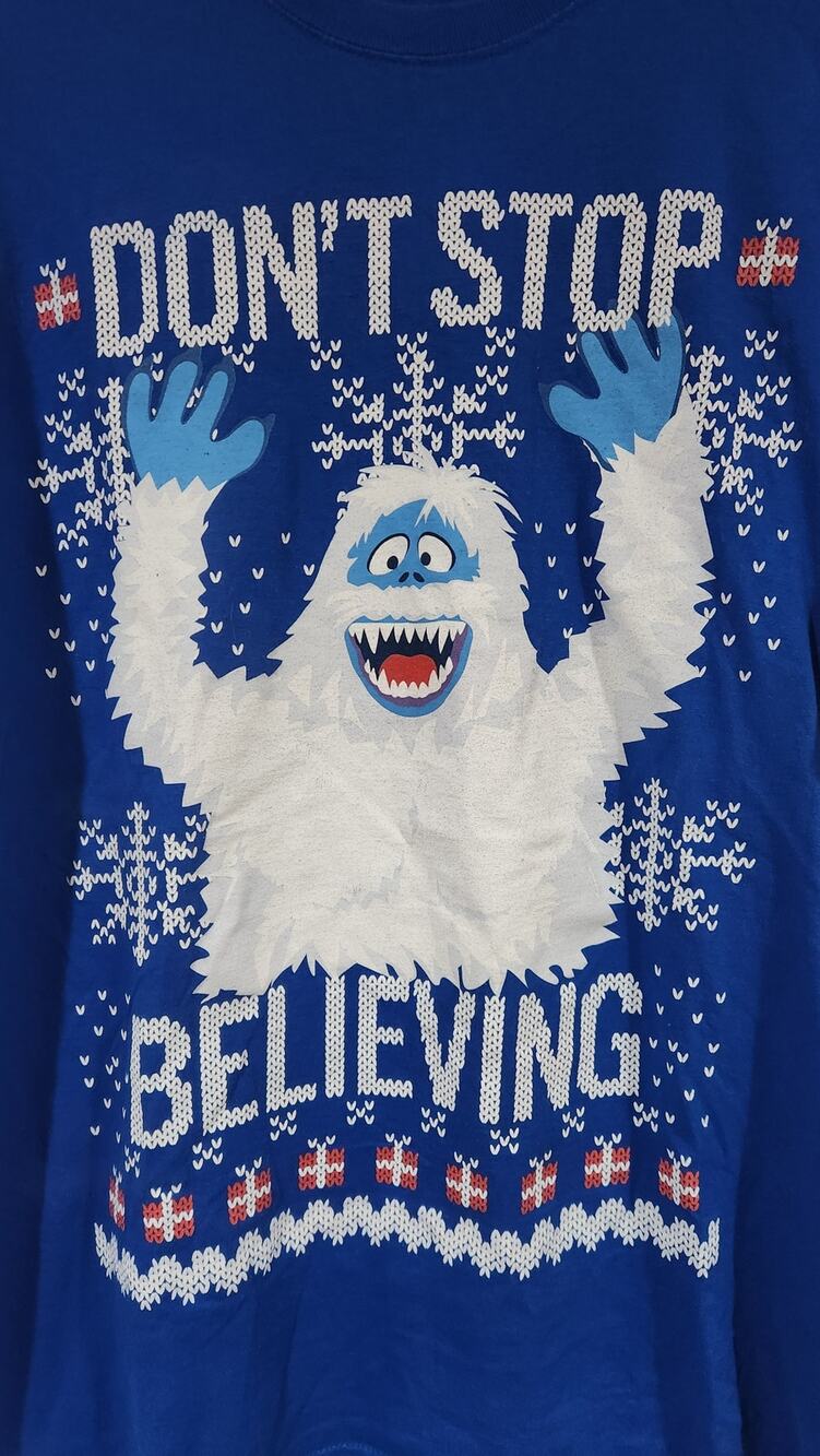 Large Rudolph The Red-Nosed Reindeer Shirt Blue Don’t Stop Believing T-Shirt
